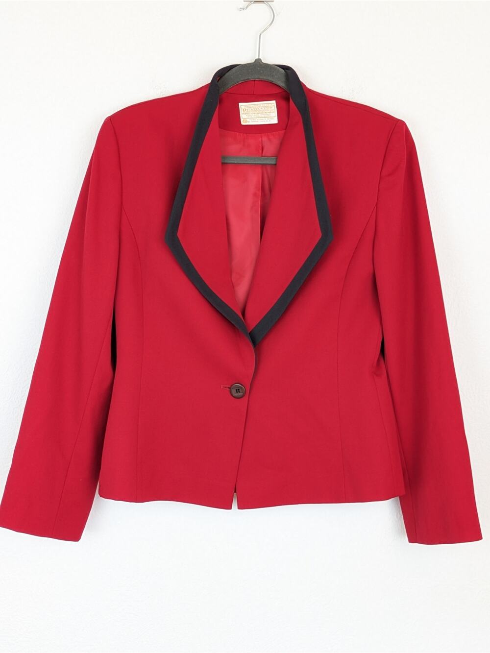 Vintage Pendleton Blazer Jacket Virgin Wool 60s 70s Retro Red Black Size 6